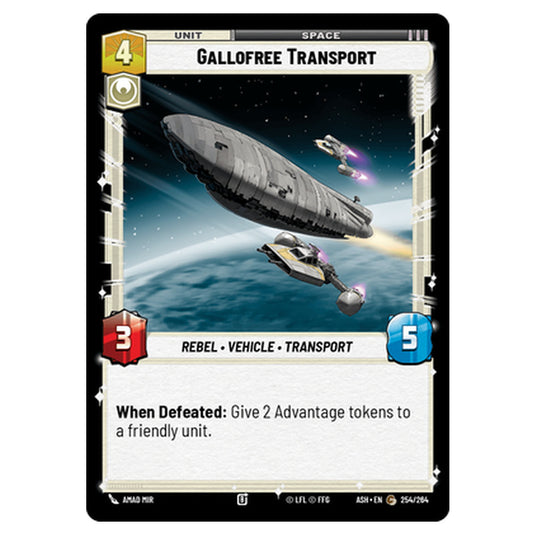 Gallofree Transport card from the Star Wars Unlimited set Ashes of the Empire