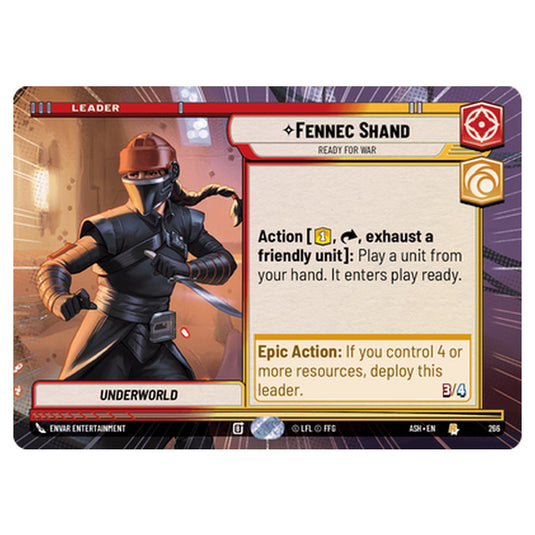 Fennec Shand card from the Star Wars Unlimited set Ashes of the Empire