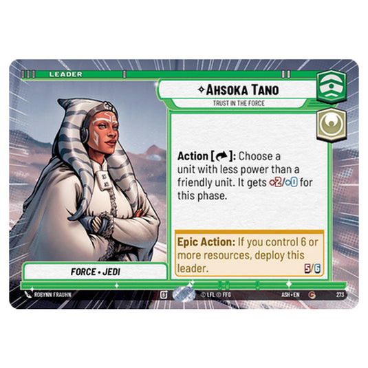 Ahsoka Tano card from the Star Wars Unlimited set Ashes of the Empire