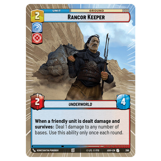 Rancor Keeper card from the Star Wars Unlimited set Ashes of the Empire