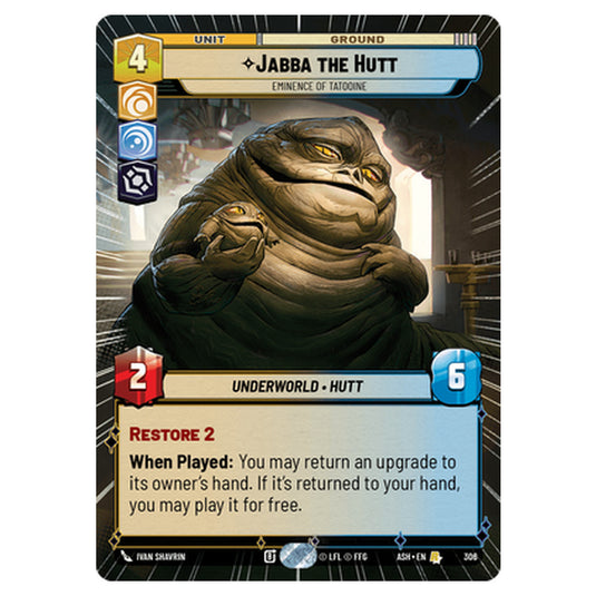 Jabba the Hutt card from the Star Wars Unlimited set Ashes of the Empire