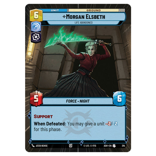 Morgan Elsbeth card from the Star Wars Unlimited set Ashes of the Empire