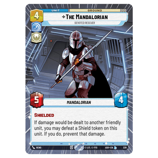 The Mandalorian card from the Star Wars Unlimited set Ashes of the Empire