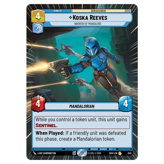 Koska Reeves card from the Star Wars Unlimited set Ashes of the Empire