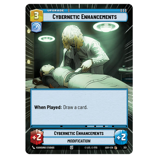 Cybernetic Enhancements card from the Star Wars Unlimited set Ashes of the Empire