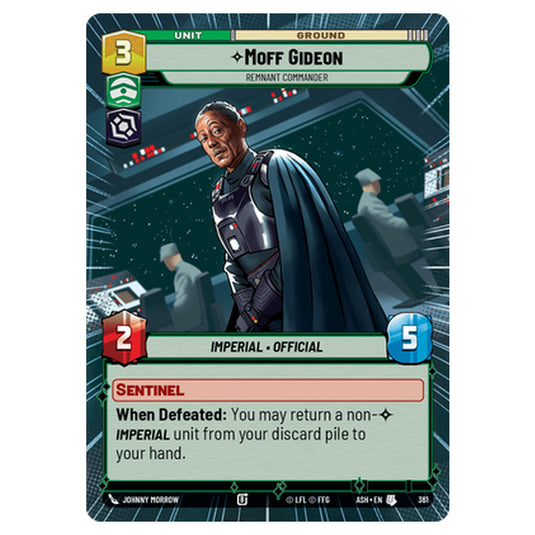 Moff Gideon card from the Star Wars Unlimited set Ashes of the Empire