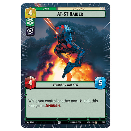 AT-ST Raider card from the Star Wars Unlimited set Ashes of the Empire