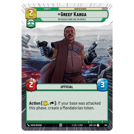 Greef Karga card from the Star Wars Unlimited set Ashes of the Empire