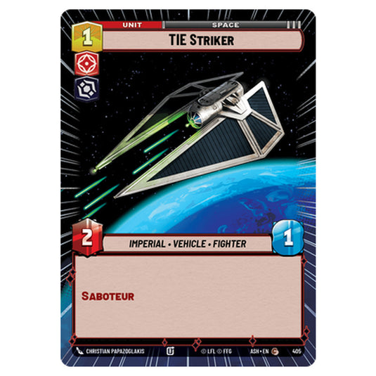 TIE Striker card from the Star Wars Unlimited set Ashes of the Empire