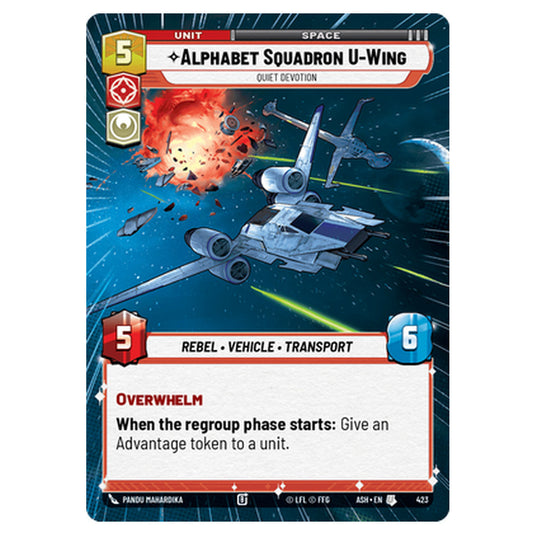 Alphabet Squadron U-Wing card from the Star Wars Unlimited set Ashes of the Empire