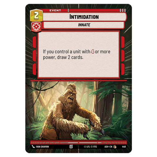 Intimidation card from the Star Wars Unlimited set Ashes of the Empire