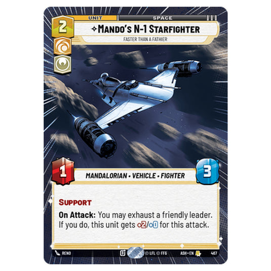 Mando's N-1 Starfighter card from the Star Wars Unlimited set Ashes of the Empire