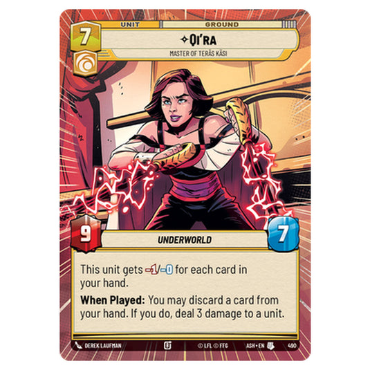 Qi'ra card from the Star Wars Unlimited set Ashes of the Empire