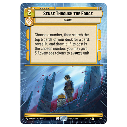 Sense Through the Force card from the Star Wars Unlimited set Ashes of the Empire