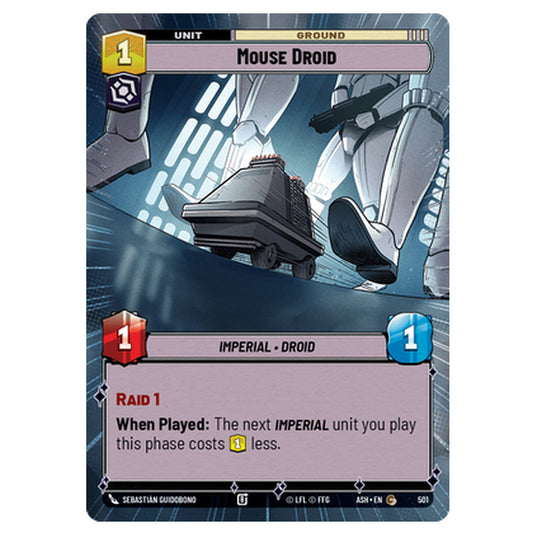 Mouse Droid card from the Star Wars Unlimited set Ashes of the Empire