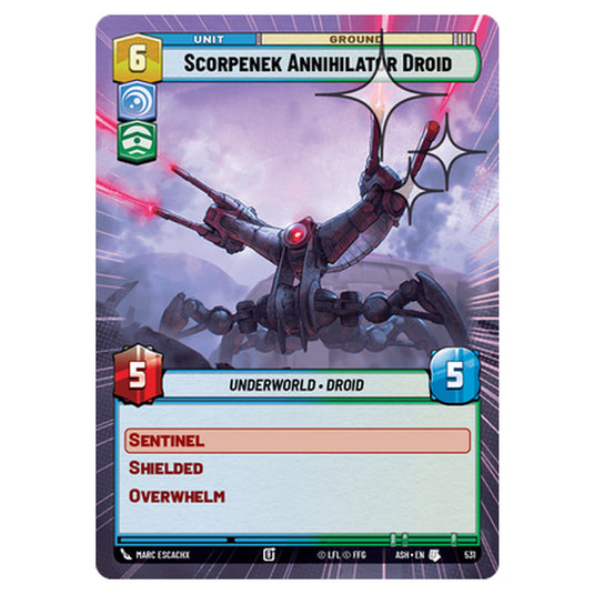 Scorpenek Annihilator Droid card from the Star Wars Unlimited set Ashes of the Empire