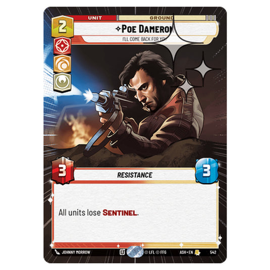 Poe Dameron card from the Star Wars Unlimited set Ashes of the Empire