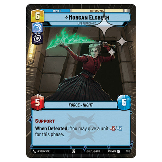 Morgan Elsbeth card from the Star Wars Unlimited set Ashes of the Empire