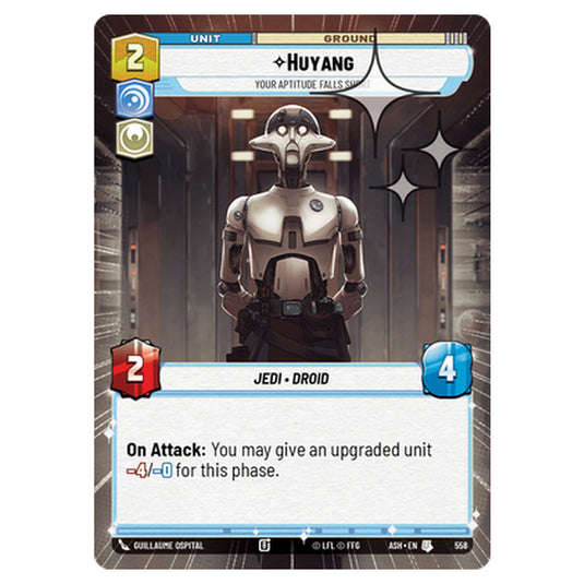 Huyang card from the Star Wars Unlimited set Ashes of the Empire