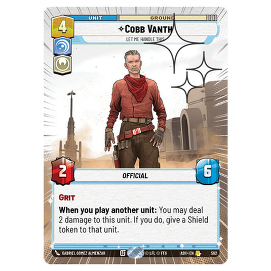Cobb Vanth card from the Star Wars Unlimited set Ashes of the Empire