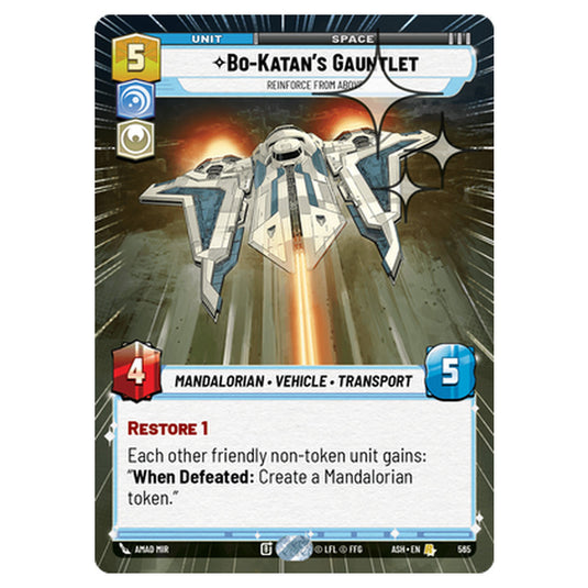 Bo-Katan's Gauntlet card from the Star Wars Unlimited set Ashes of the Empire