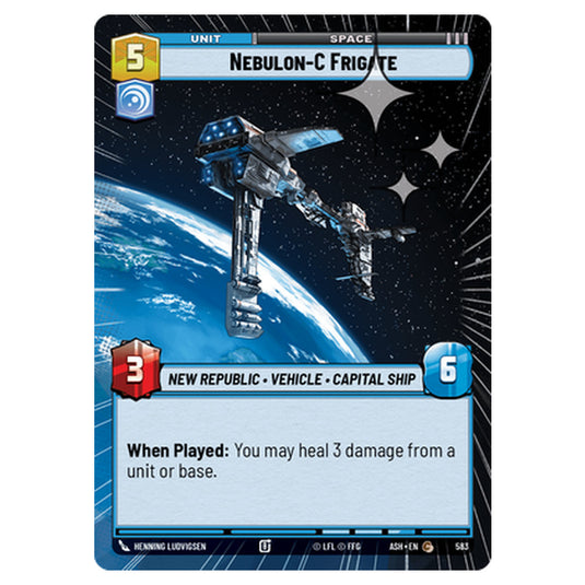 Nebulon-C Frigate card from the Star Wars Unlimited set Ashes of the Empire