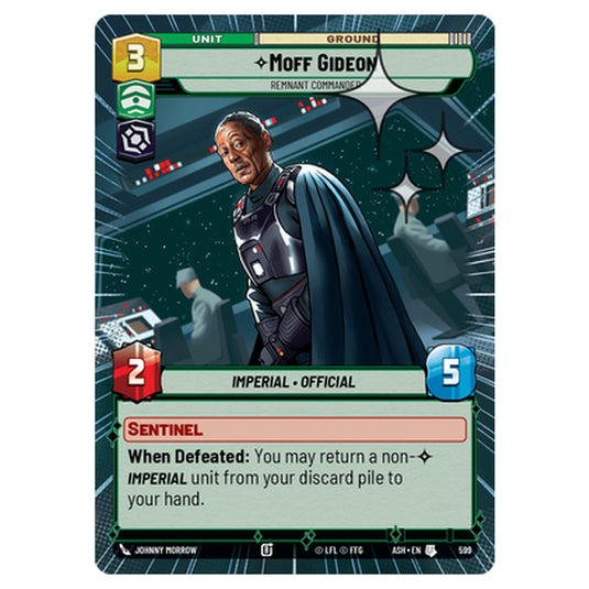 Moff Gideon card from the Star Wars Unlimited set Ashes of the Empire