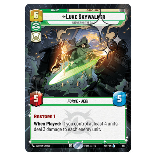 Luke Skywalker card from the Star Wars Unlimited set Ashes of the Empire