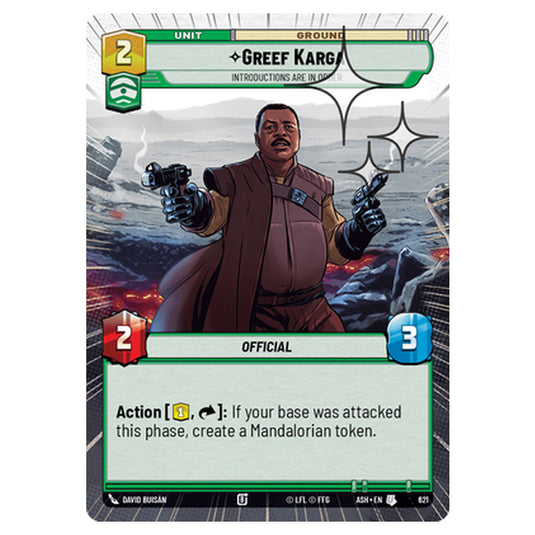 Greef Karga card from the Star Wars Unlimited set Ashes of the Empire