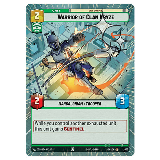 Warrior of Clan Kryze card from the Star Wars Unlimited set Ashes of the Empire
