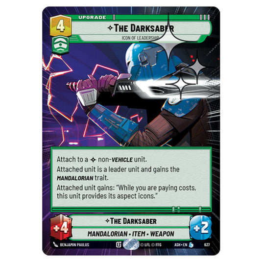The Darksaber card from the Star Wars Unlimited set Ashes of the Empire