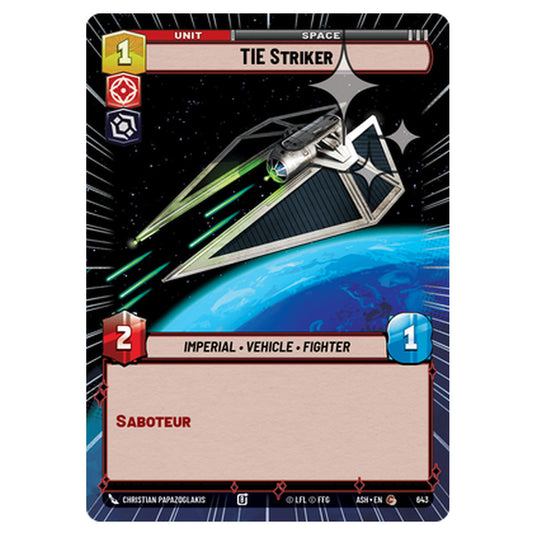 TIE Striker card from the Star Wars Unlimited set Ashes of the Empire