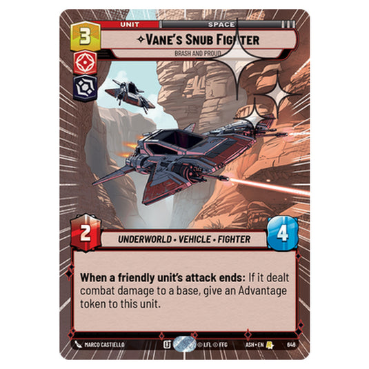 Vane's Snub Fighter card from the Star Wars Unlimited set Ashes of the Empire