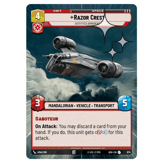 Razor Crest card from the Star Wars Unlimited set Ashes of the Empire