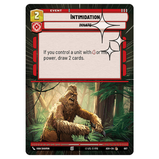 Intimidation card from the Star Wars Unlimited set Ashes of the Empire