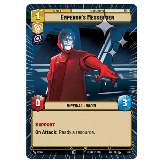Emperor's Messenger card from the Star Wars Unlimited set Ashes of the Empire