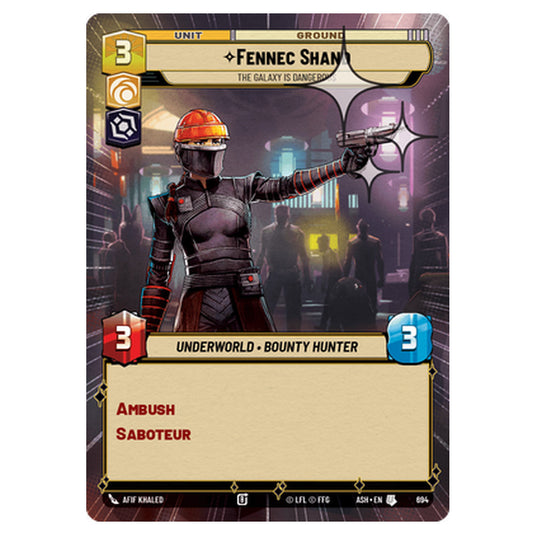 Fennec Shand card from the Star Wars Unlimited set Ashes of the Empire