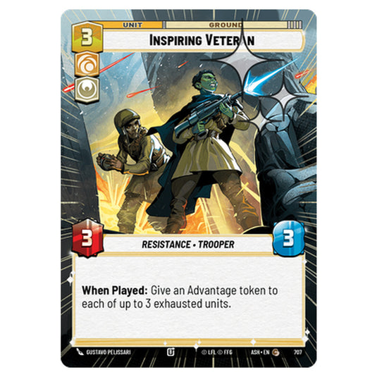 Inspiring Veteran card from the Star Wars Unlimited set Ashes of the Empire