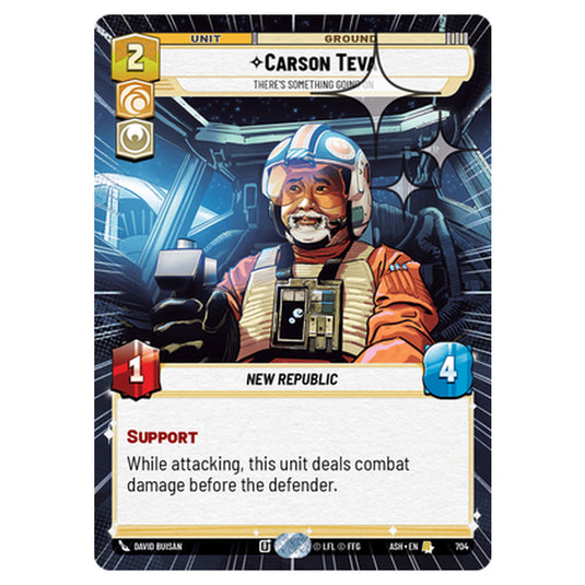 Carson Teva card from the Star Wars Unlimited set Ashes of the Empire