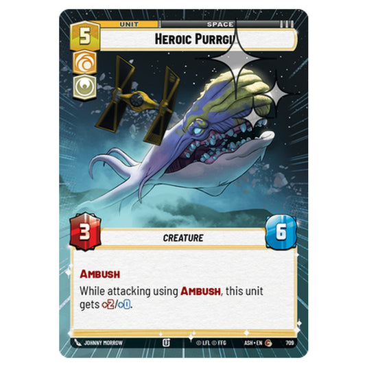 Heroic Purrgil card from the Star Wars Unlimited set Ashes of the Empire