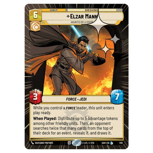 Elzar Mann card from the Star Wars Unlimited set Ashes of the Empire