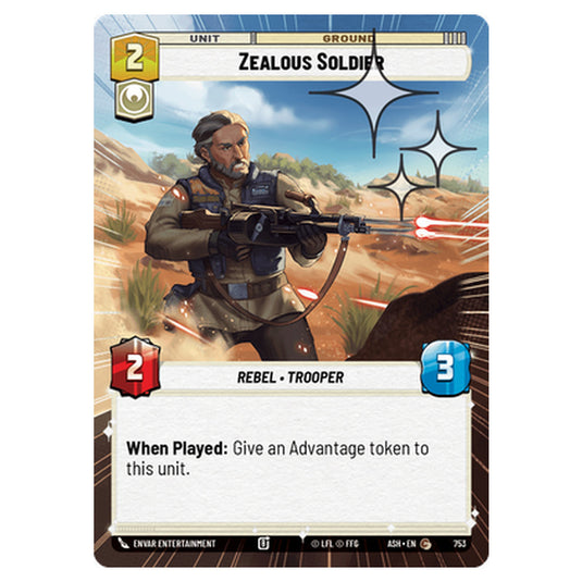 Zealous Soldier card from the Star Wars Unlimited set Ashes of the Empire