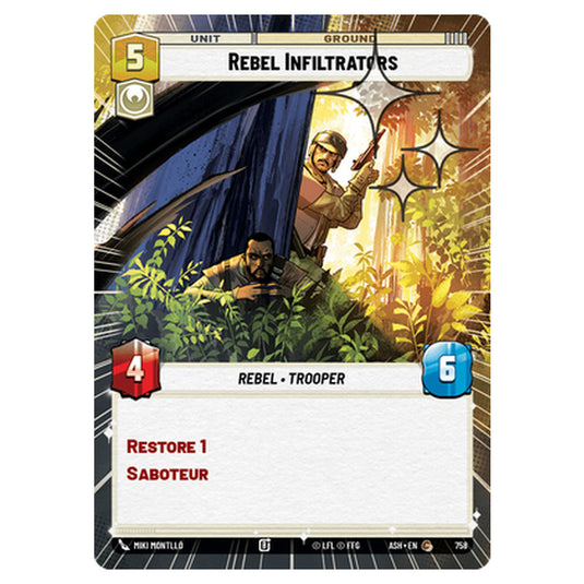 Rebel Infiltrators card from the Star Wars Unlimited set Ashes of the Empire