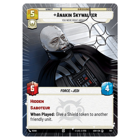 Anakin Skywalker card from the Star Wars Unlimited set Ashes of the Empire