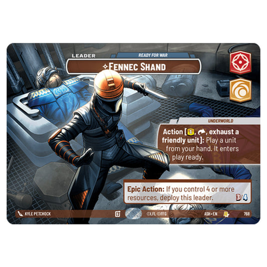 Fennec Shand card from the Star Wars Unlimited set Ashes of the Empire