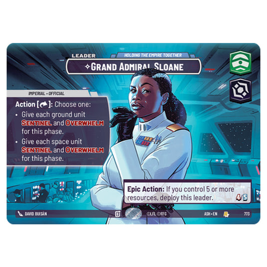 Grand Admiral Sloane card from the Star Wars Unlimited set Ashes of the Empire