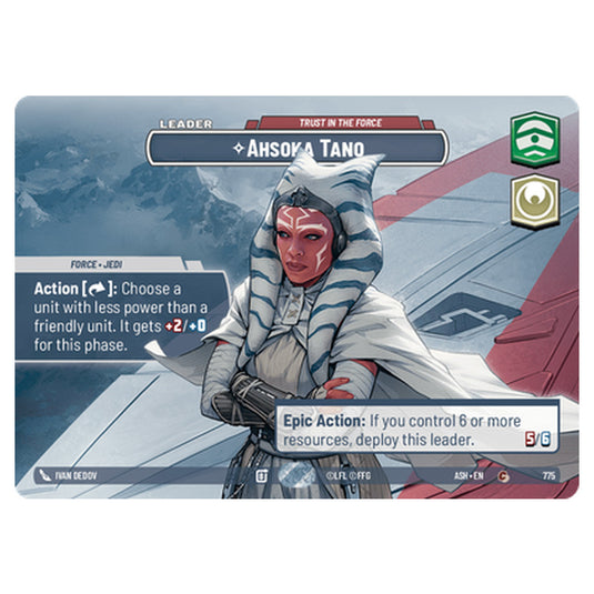 Ahsoka Tano card from the Star Wars Unlimited set Ashes of the Empire