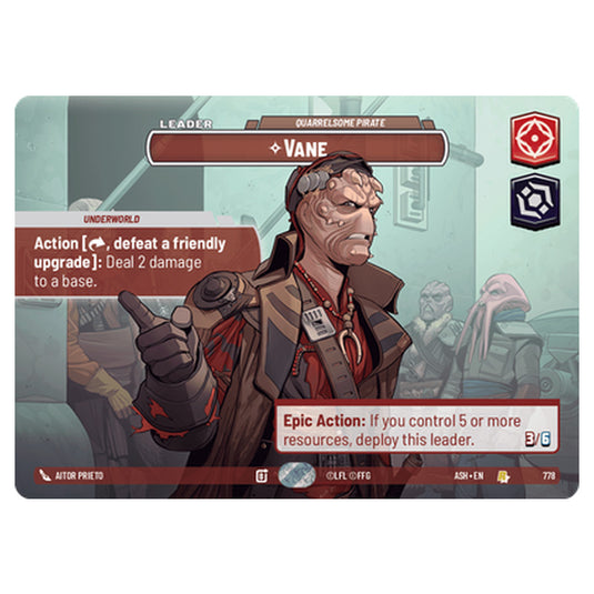 Vane card from the Star Wars Unlimited set Ashes of the Empire