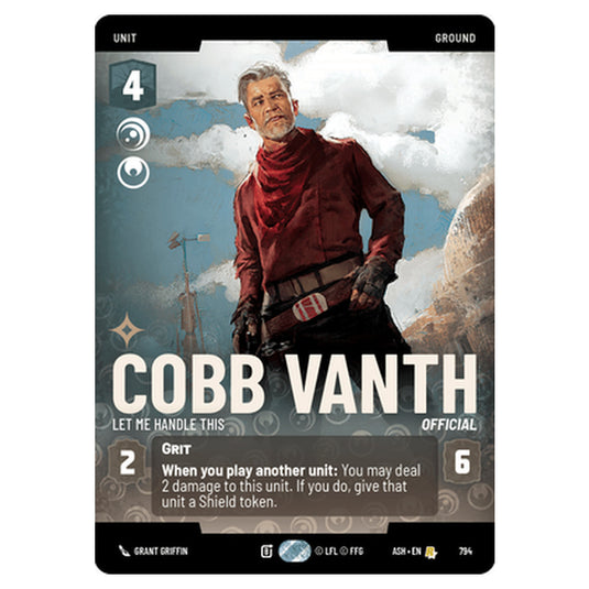 Cobb Vanth card from the Star Wars Unlimited set Ashes of the Empire
