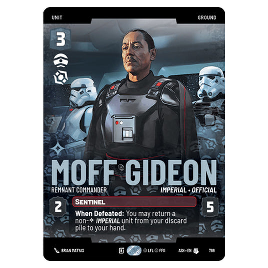 Moff Gideon card from the Star Wars Unlimited set Ashes of the Empire
